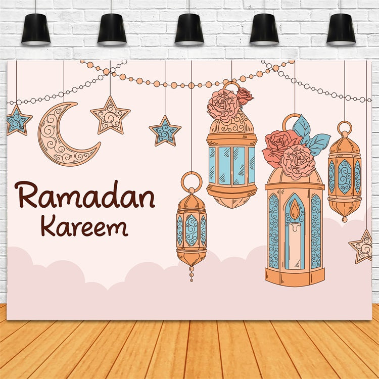 Ramadan Backdrops Rustic Floral Hanging Lantern Backdrop XY2-104