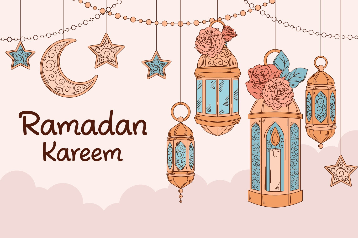 Ramadan Backdrops Rustic Floral Hanging Lantern Backdrop XY2-104