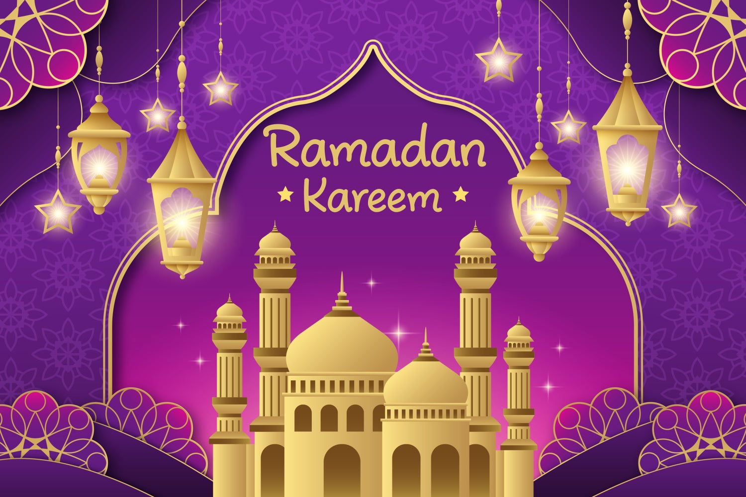 Ramadan Backdrops Royal Purple Gold Ramadan Backdrop XY2-105