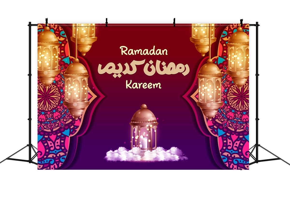 Ramadan Backdrops Deep Red Lantern Glow Backdrop XY2-106