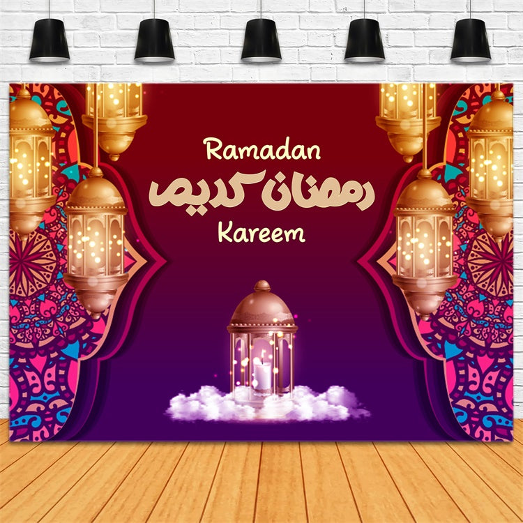 Ramadan Backdrops Deep Red Lantern Glow Backdrop XY2-106