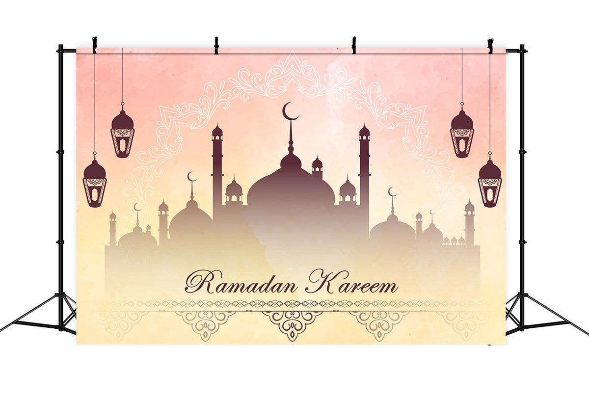 Ramadan Backdrops Elegant Lanterns Mosque Backdrop XY2-107