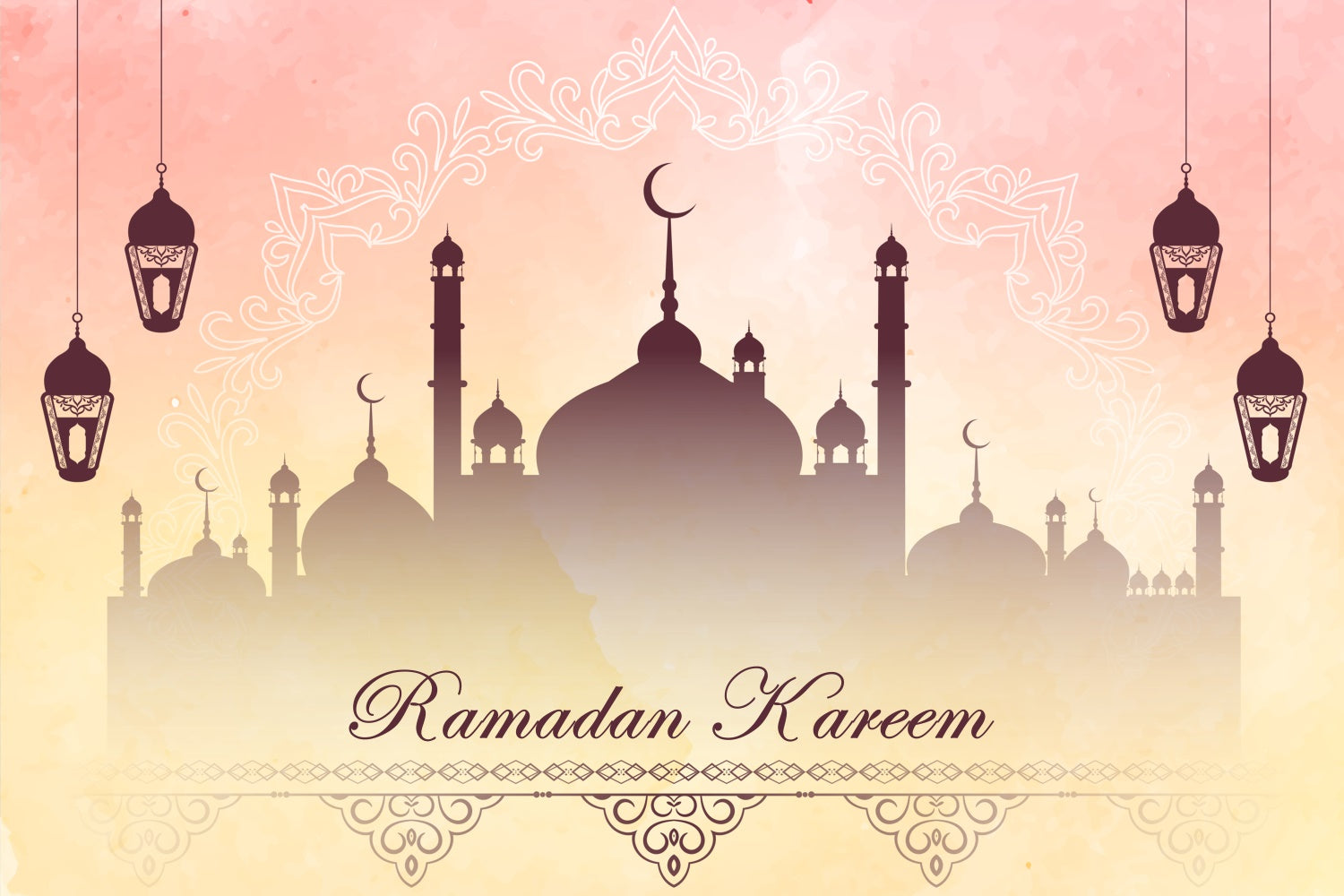 Ramadan Backdrops Elegant Lanterns Mosque Backdrop XY2-107