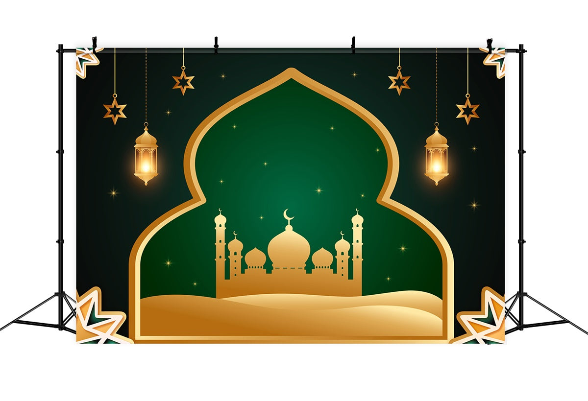 Ramadan Backdrops Gold Framed Starry Mosque Backdrop XY2-108