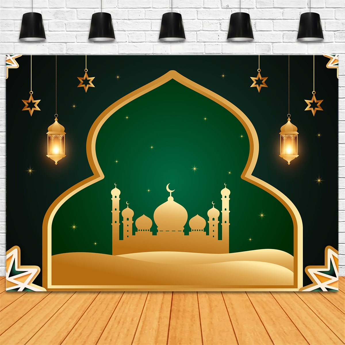 Ramadan Backdrops Gold Framed Starry Mosque Backdrop XY2-108