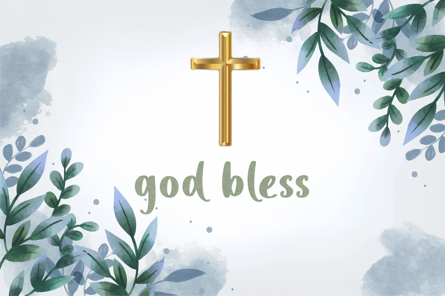 Baptism Backdrop Watercolor Greenery Gold Cross Backdrop XY2-113