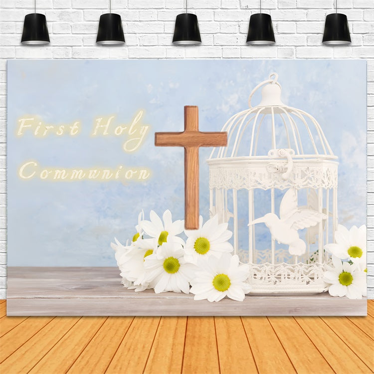 Baptism Backdrops Elegant White Birdcage Floral Backdrop XY2-116