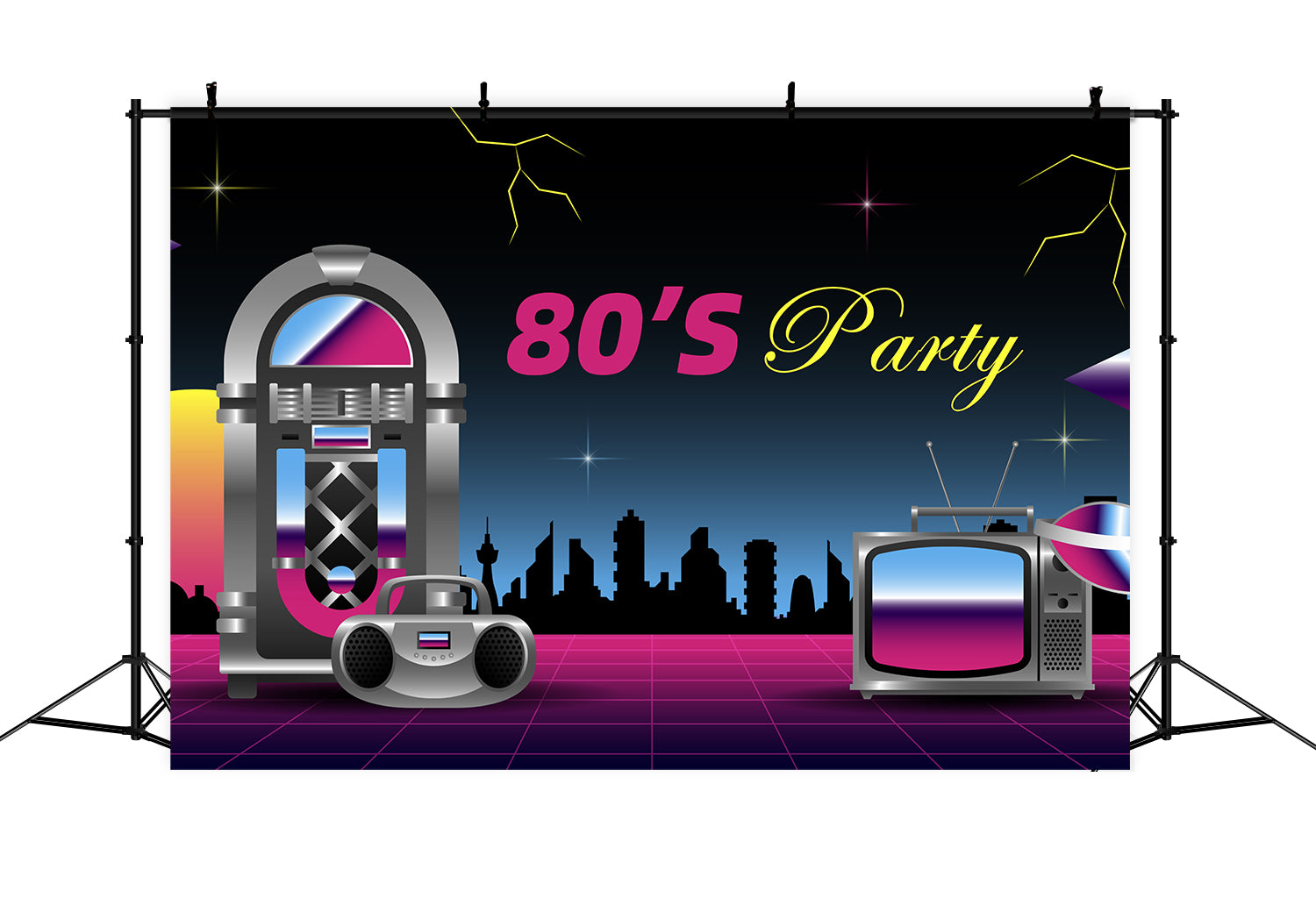 Dance Party Backdrops Retro 80s Music Party Backdrop XY2-120