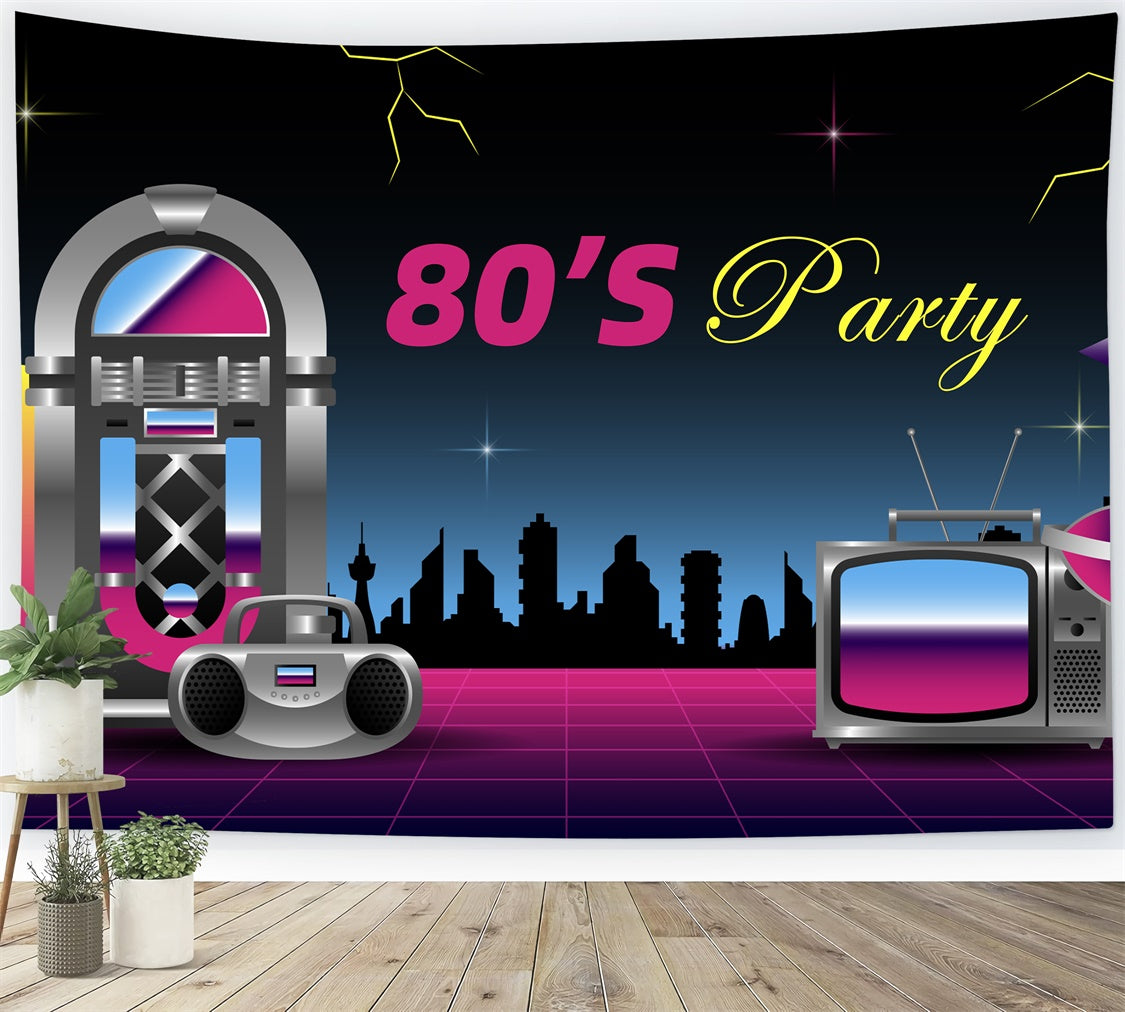 Dance Party Backdrops Retro 80s Music Party Backdrop XY2-120