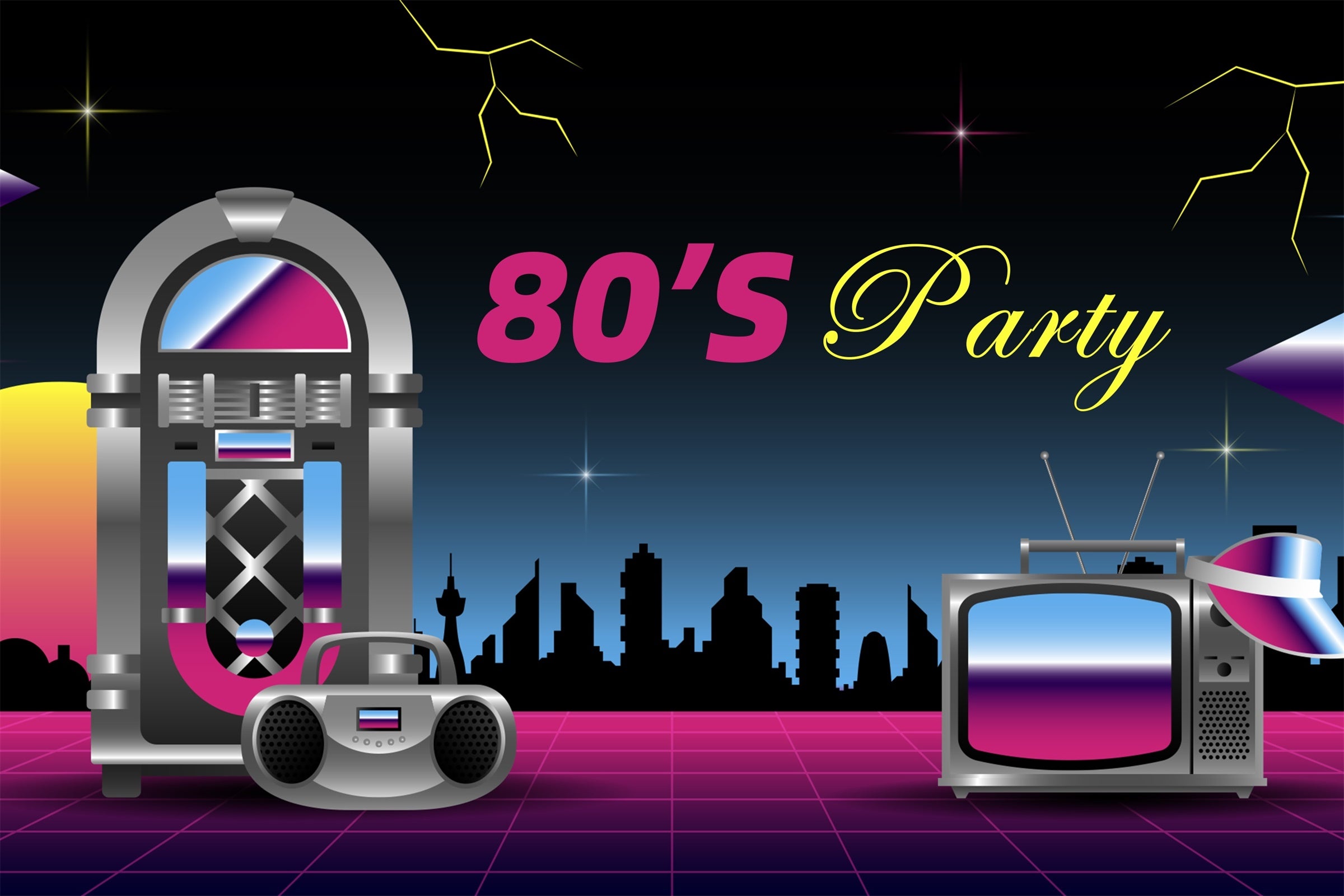 Dance Party Backdrops Retro 80s Music Party Backdrop XY2-120