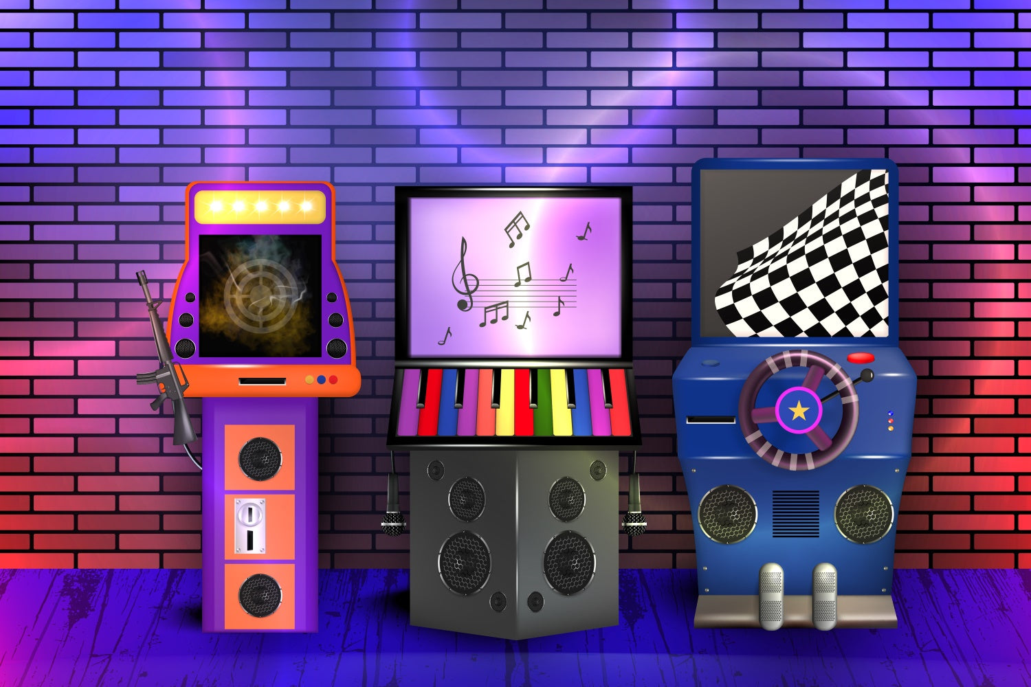 Dance Backdrop Colorful Music Game Arcade Backdrop XY2-121