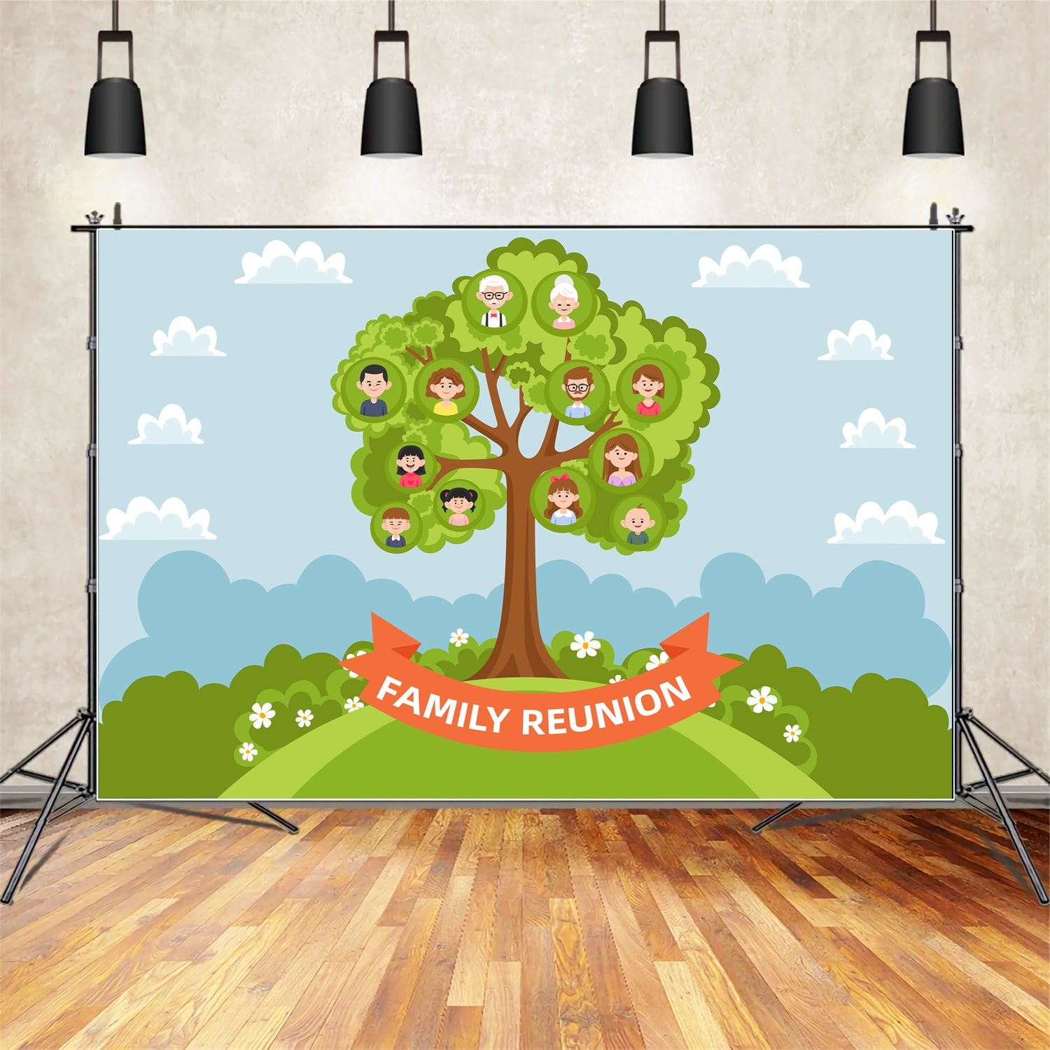 Backdrop Family Reunion Family Heritage Tree Celebration Backdrop XY2-123