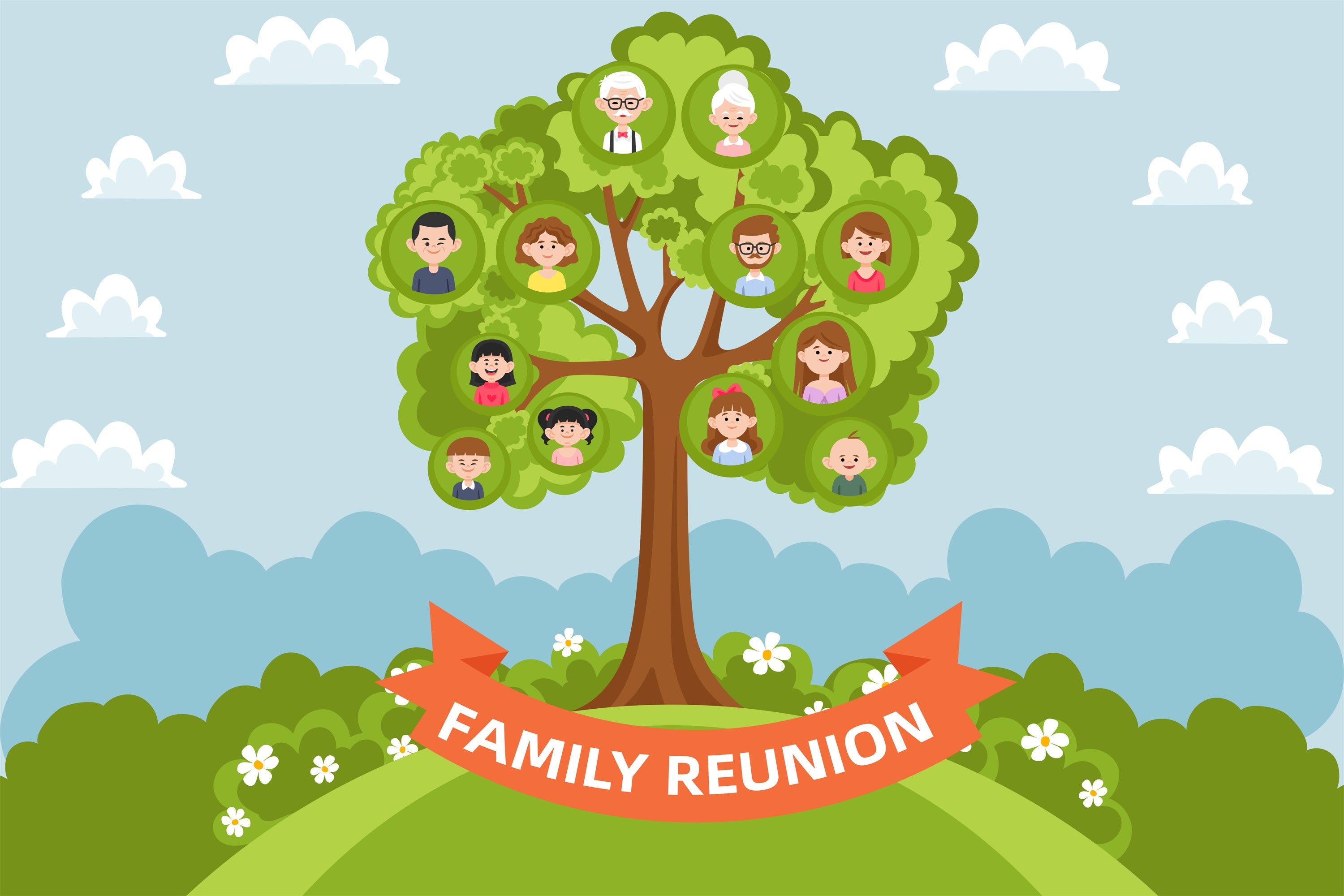 Backdrop Family Reunion Family Heritage Tree Celebration Backdrop XY2-123