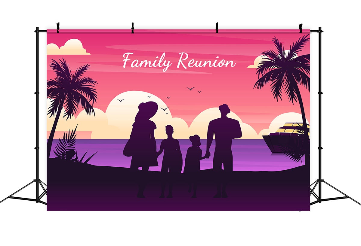 Family Reunion Backdrop Silhouette Family Sunset Reunion Backdrop XY2-125