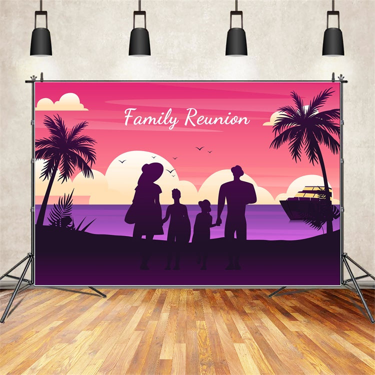 Family Reunion Backdrop Silhouette Family Sunset Reunion Backdrop XY2-125