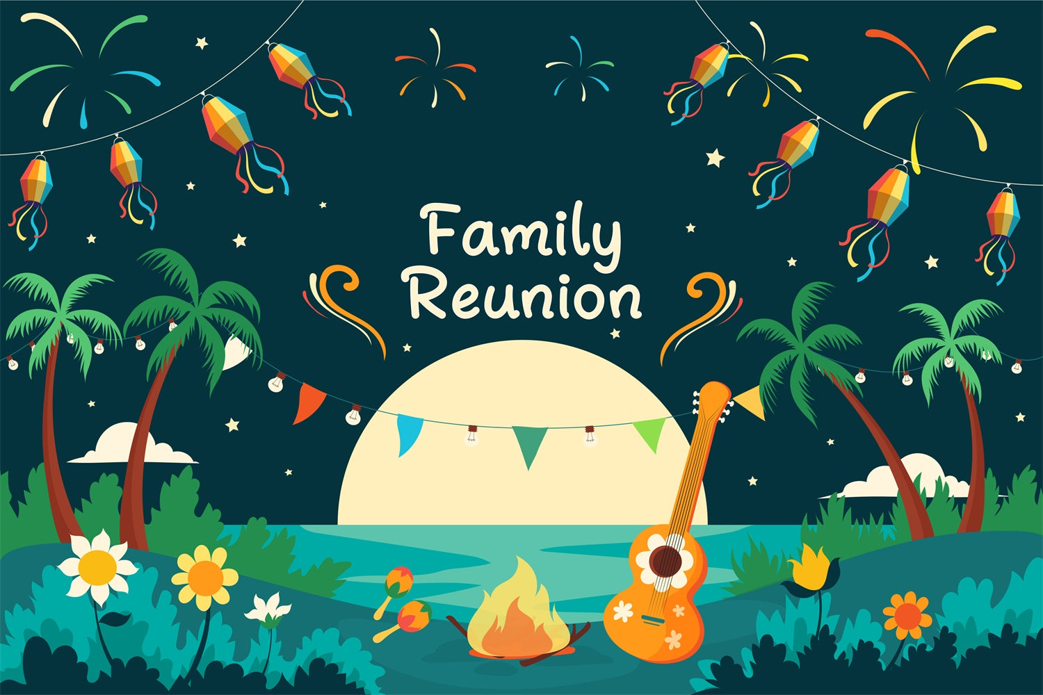 Family Reunion Backdrop Ideas Starry Sky Beach Reunion Backdrop XY2-126