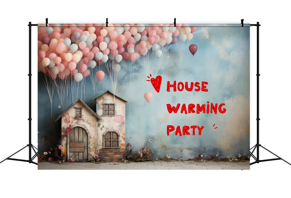 Housewarming Backdrop Dreamy Pastel Balloon Cottage Backdrop XY2-128