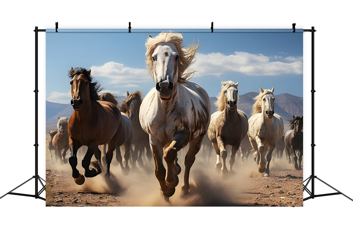 Kentucky Derby Photo Backdrop Wild Horses Desert Gallop Backdrop XY2-133