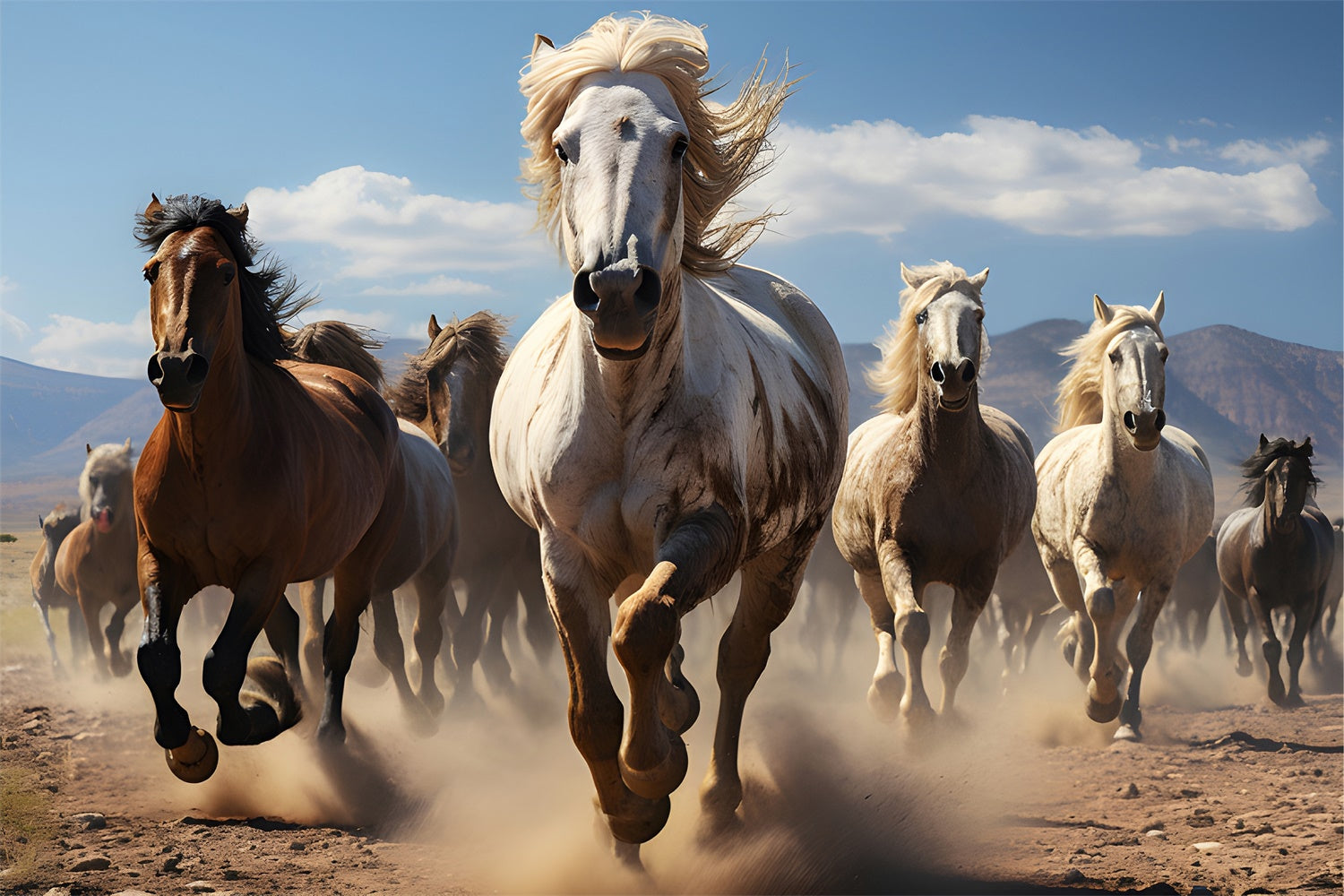 Kentucky Derby Photo Backdrop Wild Horses Desert Gallop Backdrop XY2-133