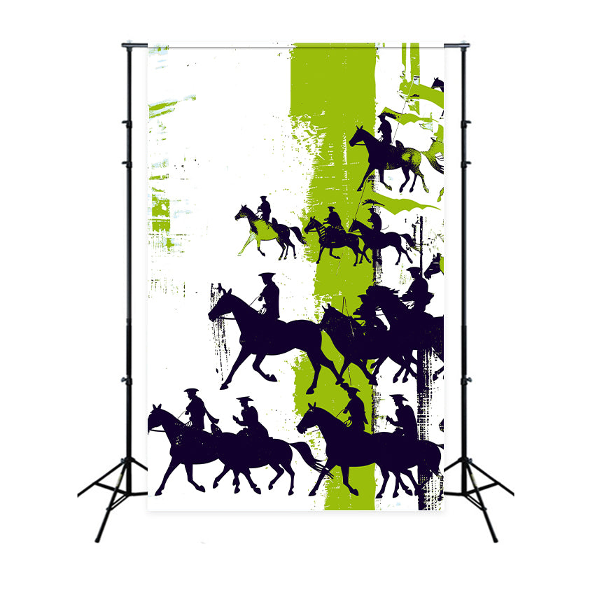 Kentucky Derby Photo Backdrop Abstract Green Black Horsemen Backdrop XY2-135