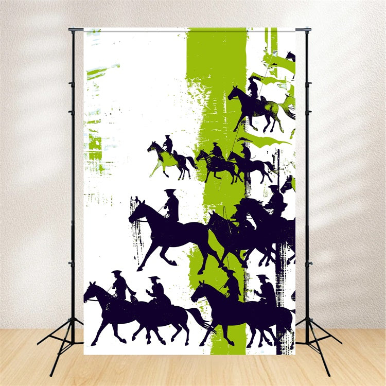 Kentucky Derby Photo Backdrop Abstract Green Black Horsemen Backdrop XY2-135