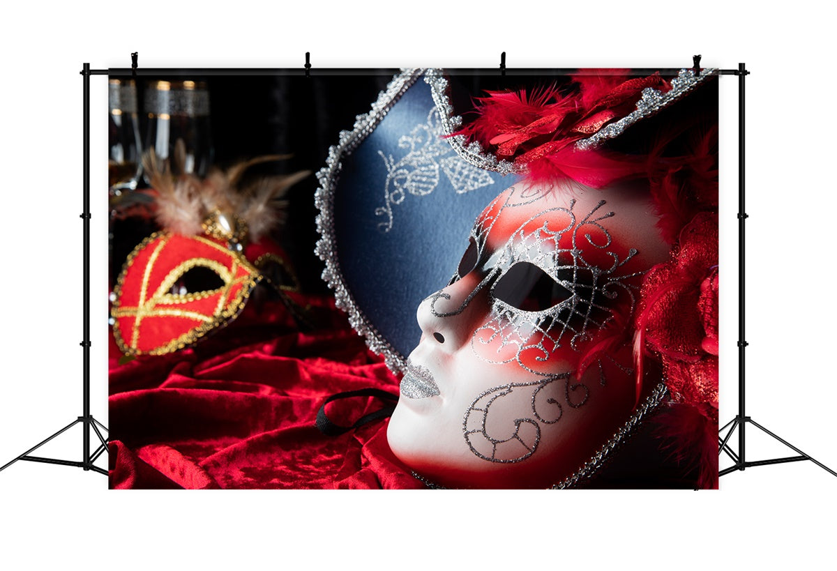 Masquerade Backdrop Luxurious Feathered Mask Celebration Backdrop XY2-138