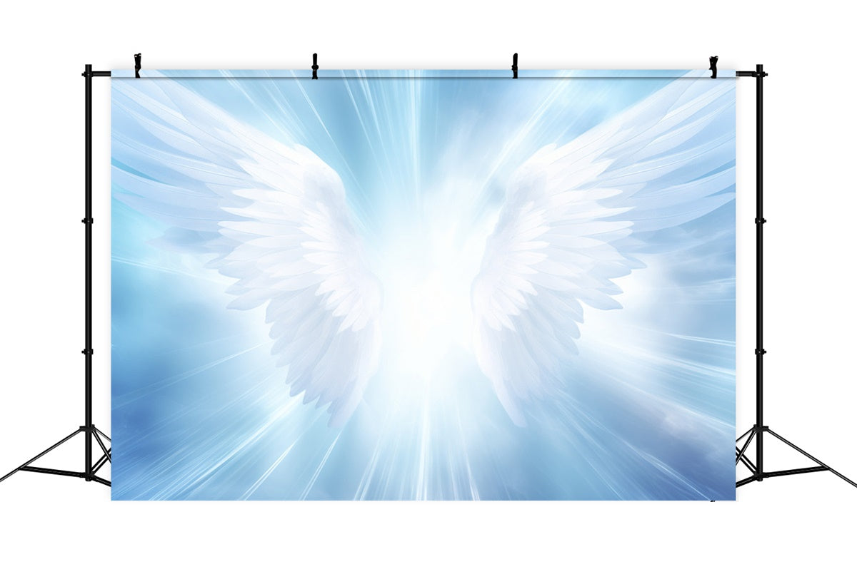 Memorial Backdrop Ideas White Angel Wings Glow Backdrop XY2-144