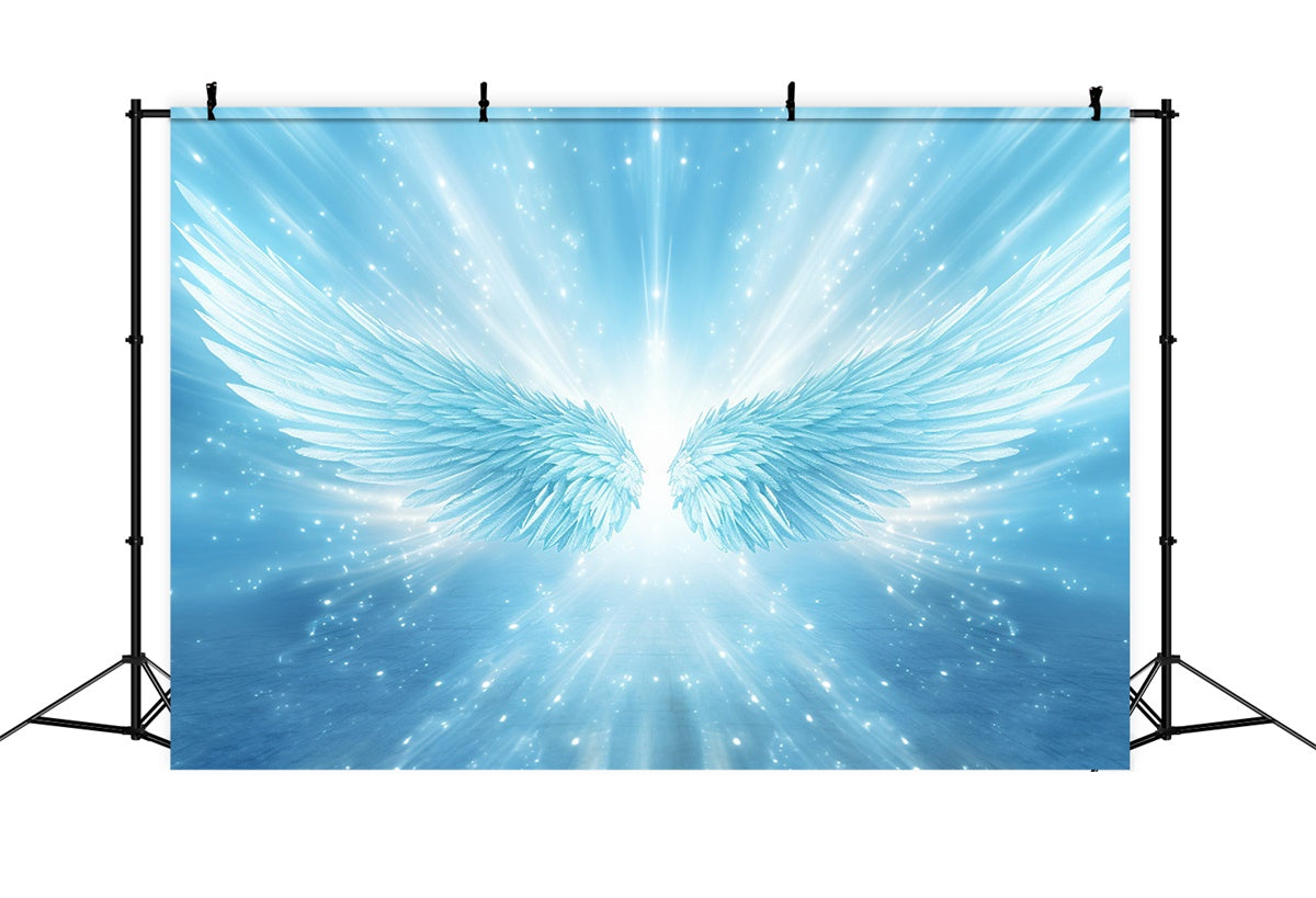 Memorial Backdrops Dreamy Blue Angel Wings Light Backdrop XY2-145