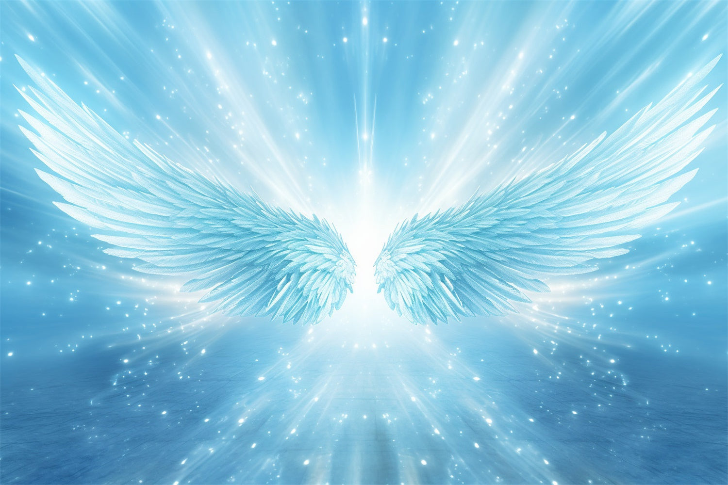 Memorial Backdrops Dreamy Blue Angel Wings Light Backdrop XY2-145