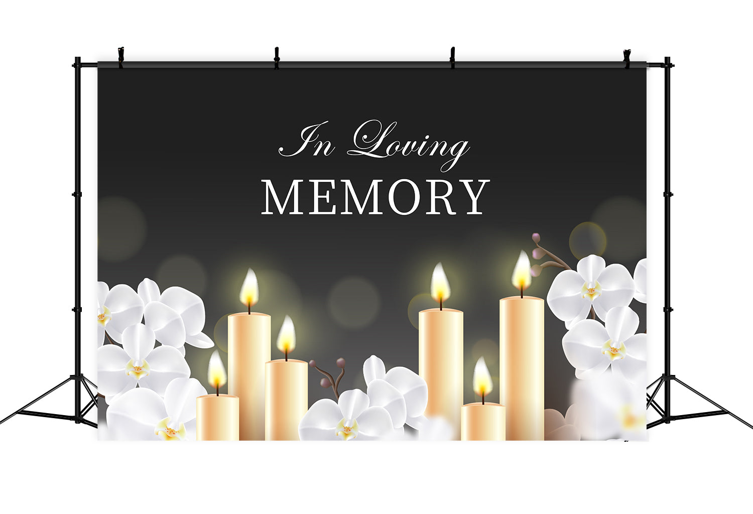 Memorial Backdrops White Orchids Candle Tribute Backdrop XY2-147