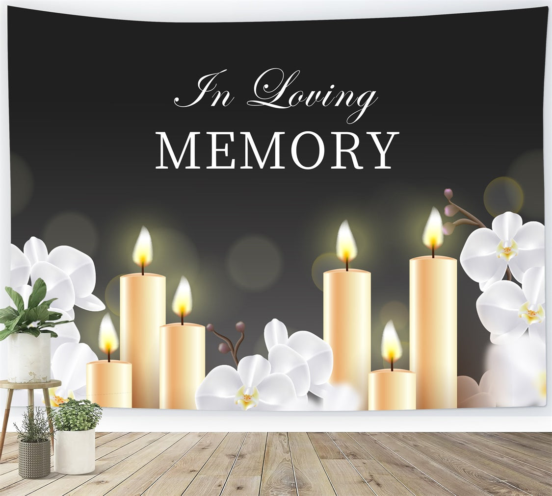 Memorial Backdrops White Orchids Candle Tribute Backdrop XY2-147