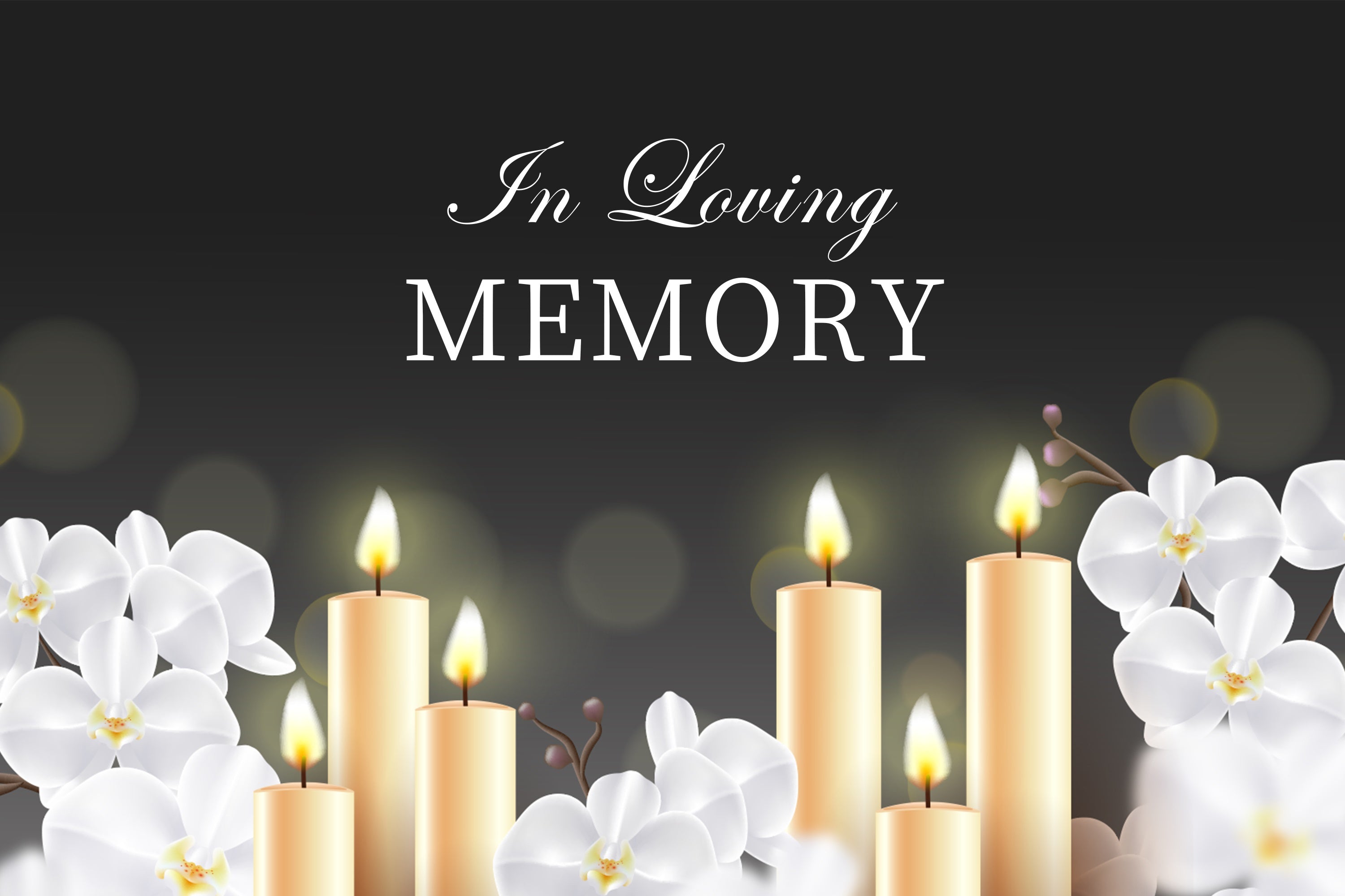 Memorial Backdrops White Orchids Candle Tribute Backdrop XY2-147