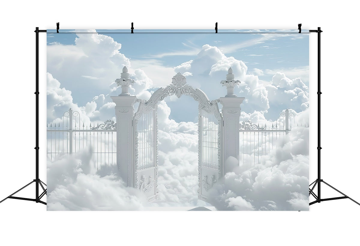 Memorial Backdrop White Ornate Celestial Gateway Backdrop XY2-148