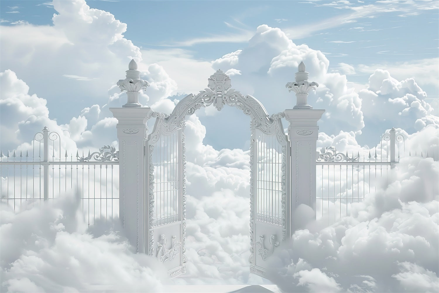 Memorial Backdrop White Ornate Celestial Gateway Backdrop XY2-148