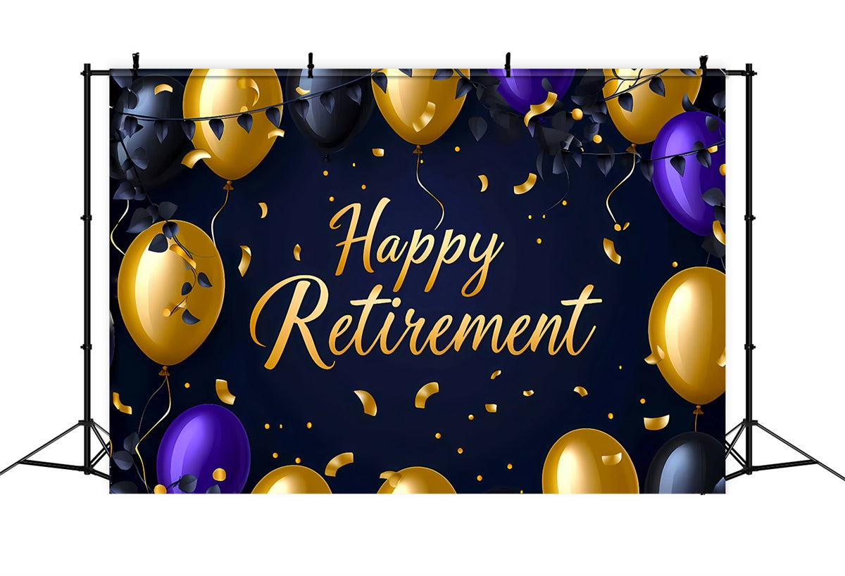 Retirement Photo Backdrop Elegant Gold Balloon Confetti Backdrop XY2-150