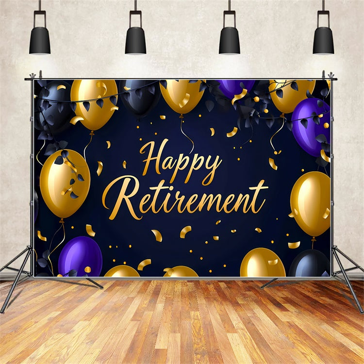 Retirement Photo Backdrop Elegant Gold Balloon Confetti Backdrop XY2-150