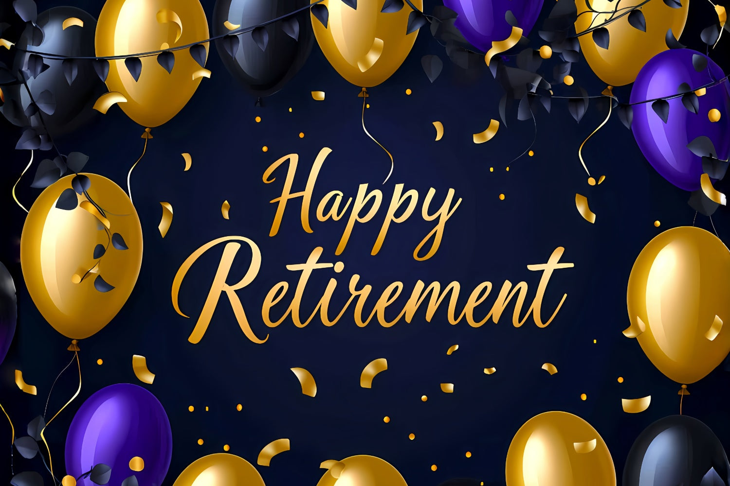 Retirement Photo Backdrop Elegant Gold Balloon Confetti Backdrop XY2-150