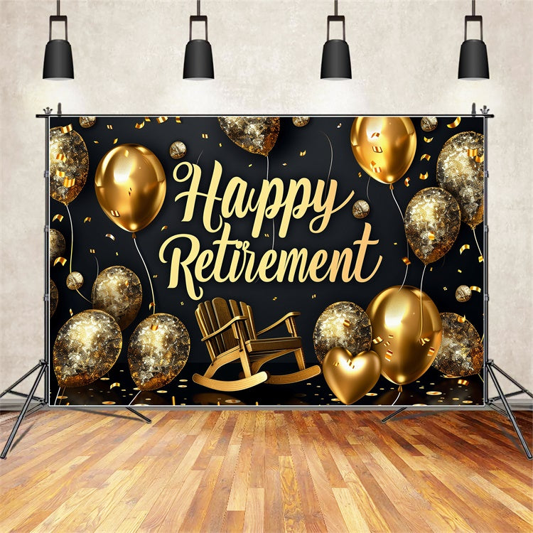 Happy Retirement Backdrop Glitter Balloon Rocking Chair Backdrop XY2-151