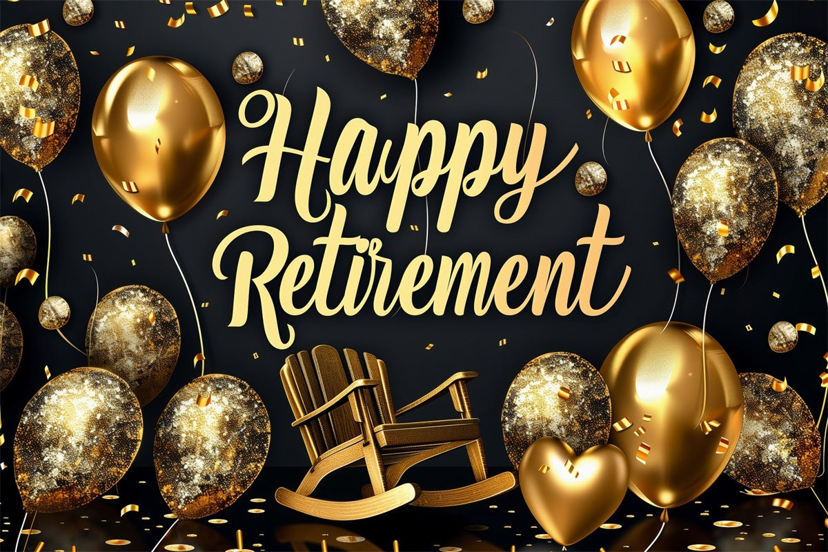 Happy Retirement Backdrop Glitter Balloon Rocking Chair Backdrop XY2-151