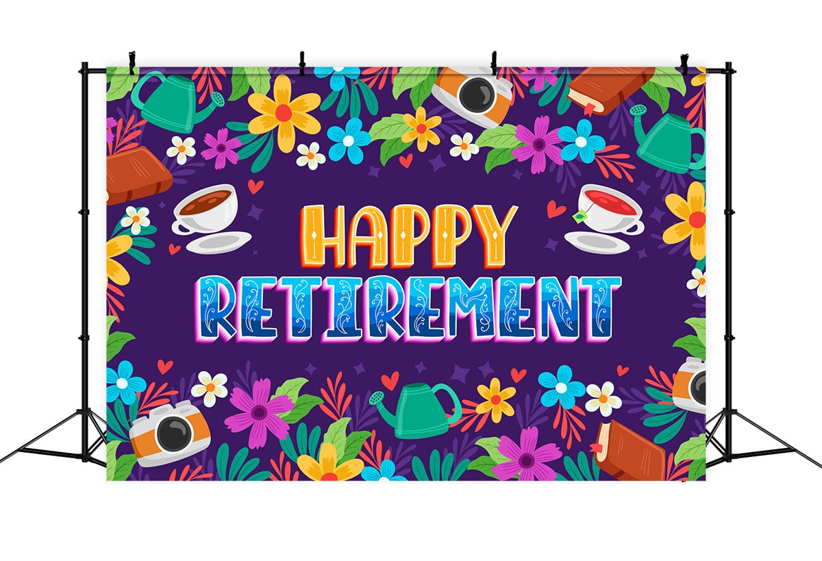 Retirement Backdrops Bright Floral Happy Retirement Backdrop XY2-152