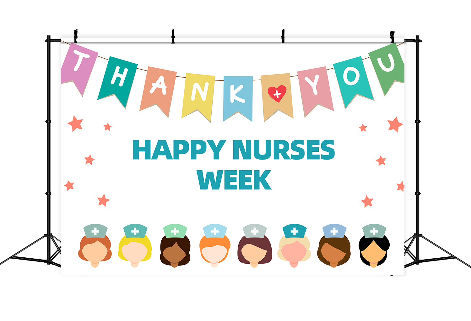 Thank You Backdrop Cute Cartoon Nurses Festive Backdrop XY2-157