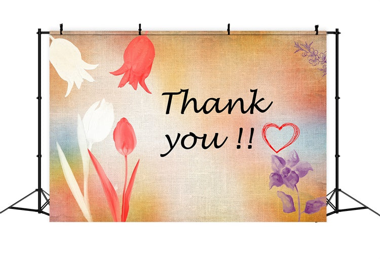 Thank You Backdrop Vintage Floral Gratitude Backdrop XY2-158