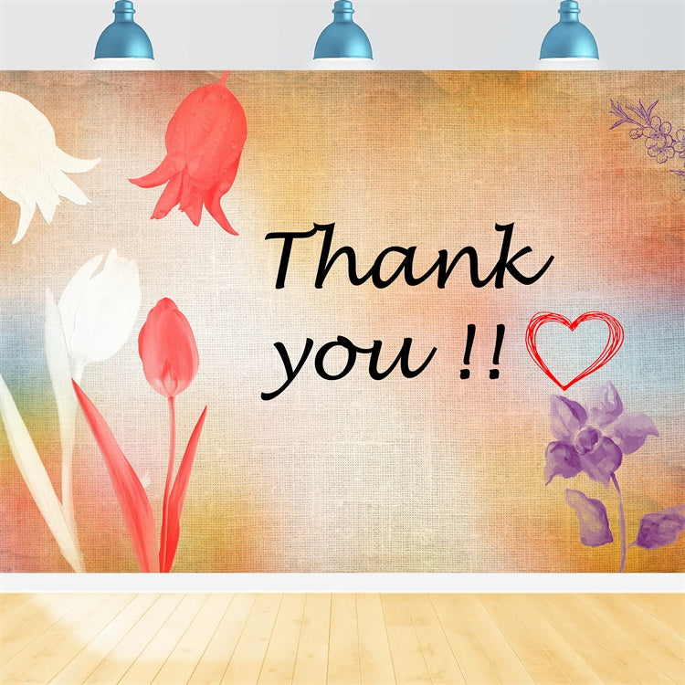 Thank You Backdrop Vintage Floral Gratitude Backdrop XY2-158