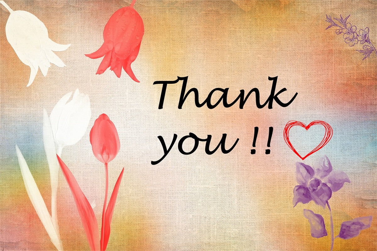 Thank You Backdrop Vintage Floral Gratitude Backdrop XY2-158