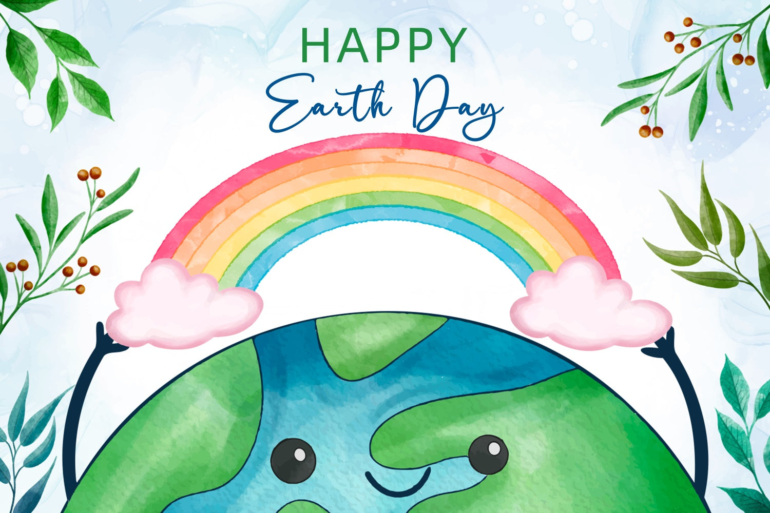 Happy Earth Day Backdrop Vibrant Rainbow Celebration Backdrop XY2-16