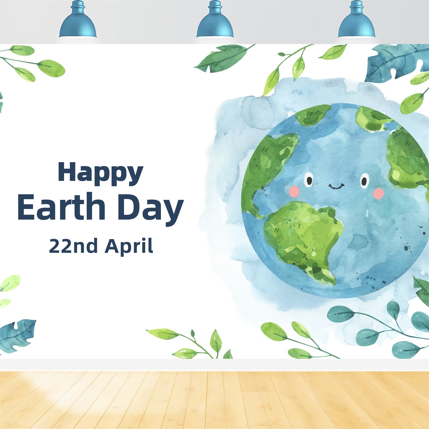 Happy Earth Day Backdrop Eco Celebration Cartoon Backdrop XY2-17