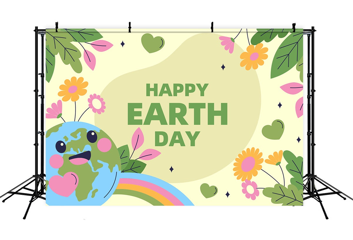 Happy Earth Day Backdrop Cute Eco-Friendly Party Backdrop XY2-18