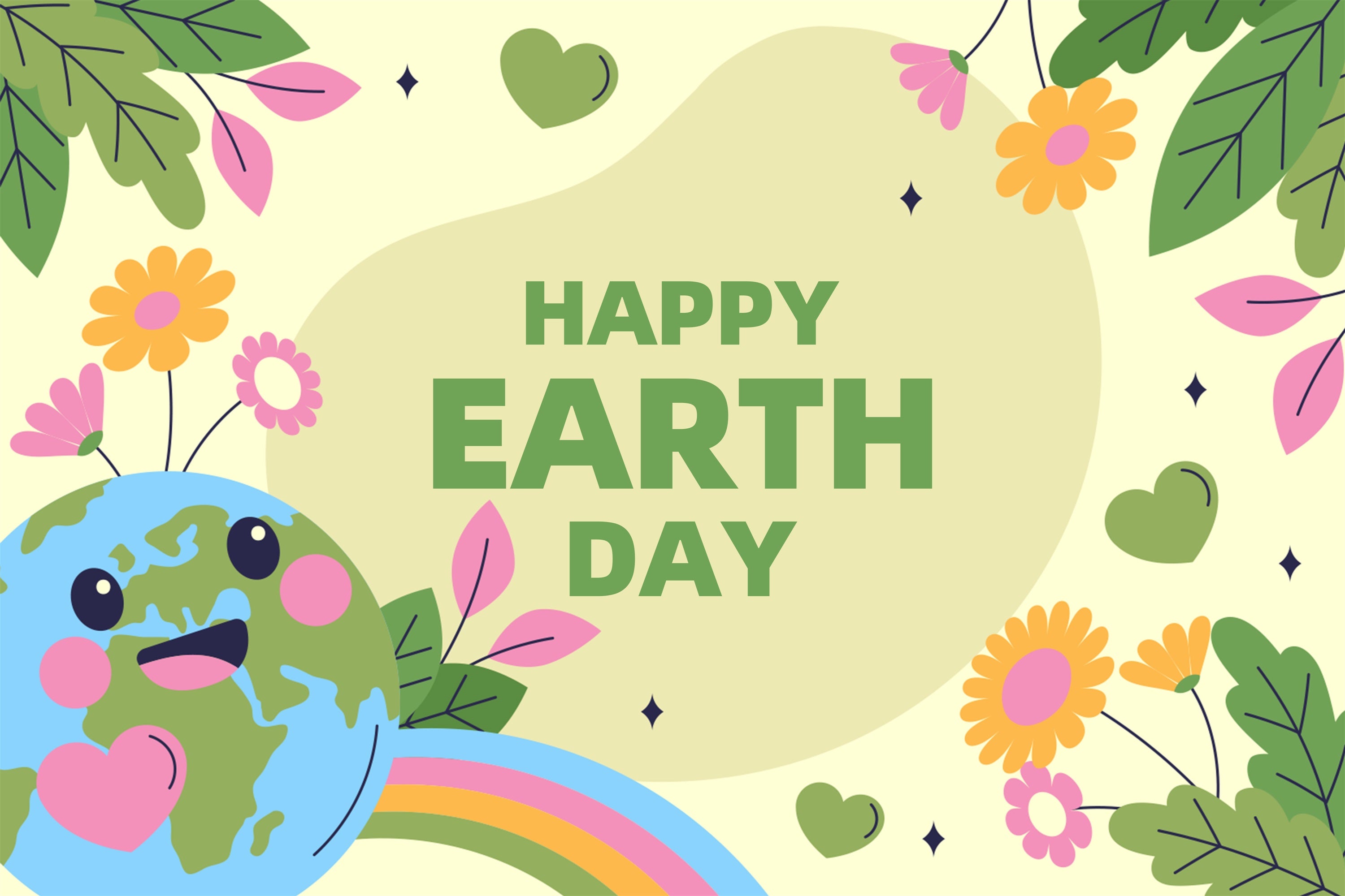 Happy Earth Day Backdrop Cute Eco-Friendly Party Backdrop XY2-18