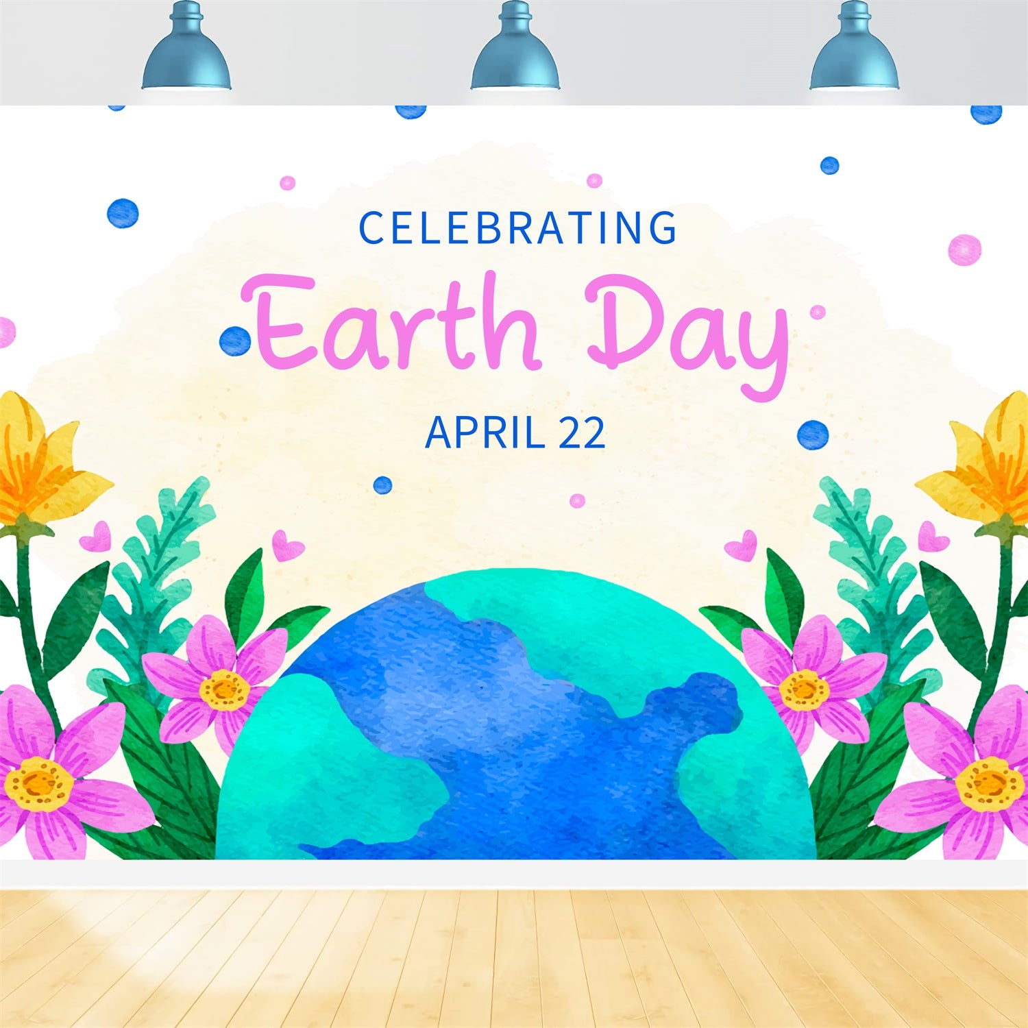 Happy Earth Day Backdrop Cute Floral Earth Day Theme Backdrop XY2-20