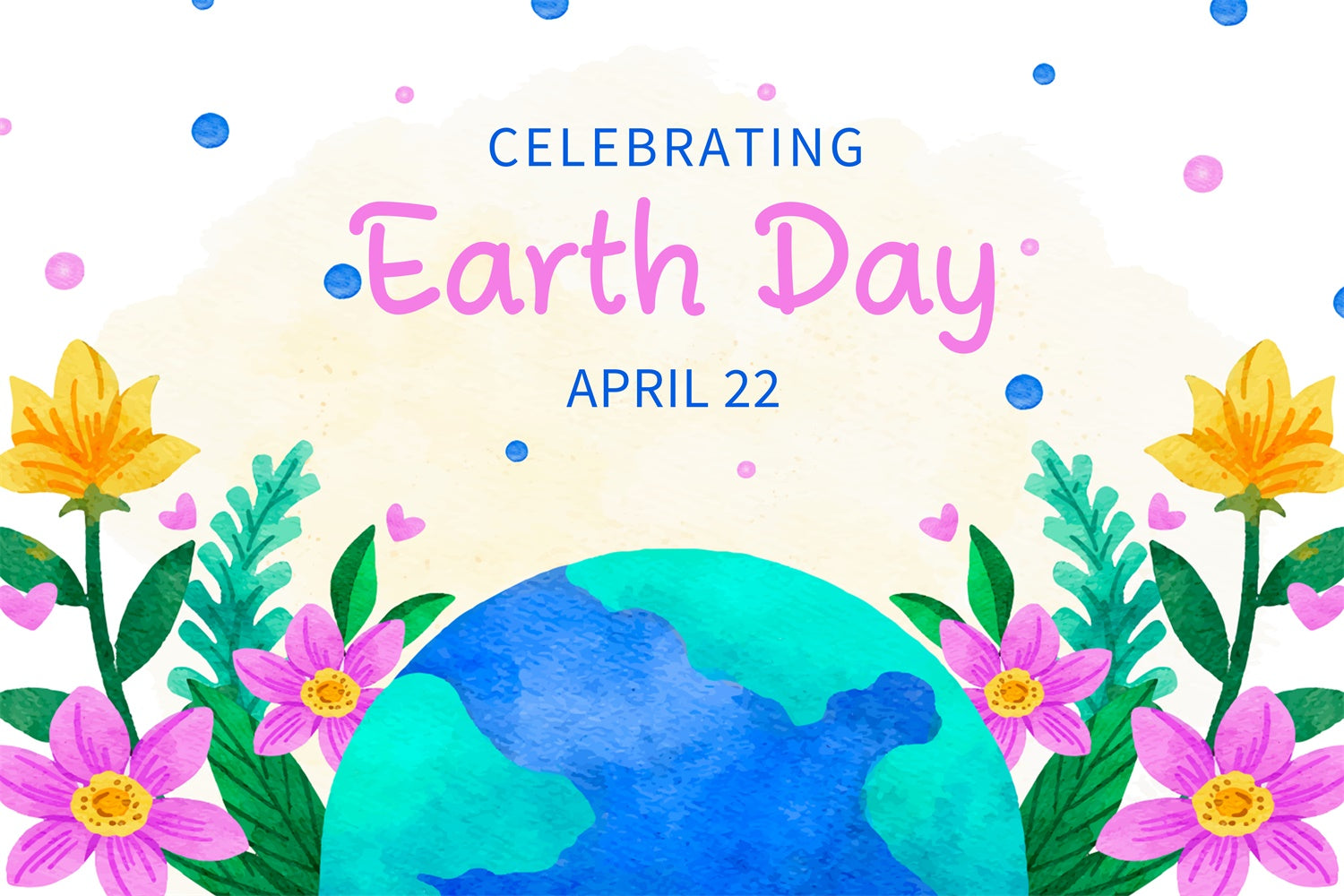 Happy Earth Day Backdrop Cute Floral Earth Day Theme Backdrop XY2-20